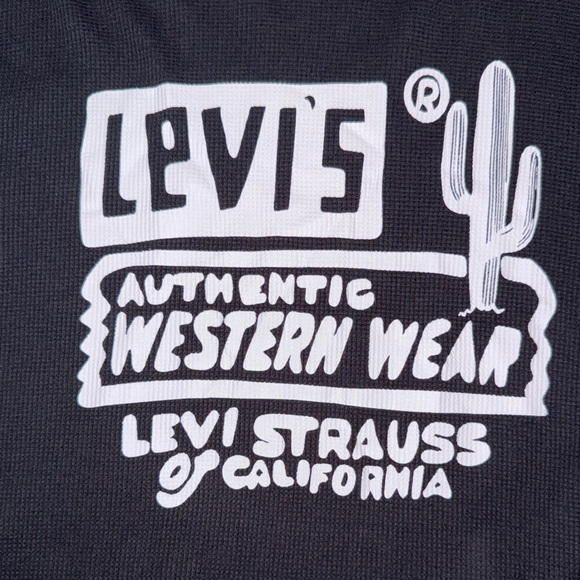 Levi’s Authentic Western Wear Long Sleeve Shirt Men’s M Black Waffle Knit Cactus - Picture 7 of 13